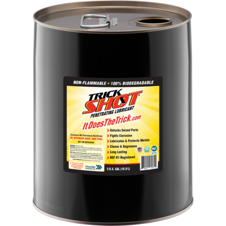 TRICK SHOT Biodegradable Penetrating Solvent; Non-Toxic, Non-Flammable, Food Grade, Lubricant, 5-Gal. TSPL5GAL
